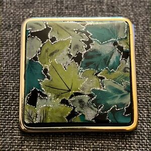 3/$24 - Resin Green Leaf Brooch w Sparkle Detail